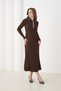 Women's Polo Collar Button Detail Ribbed Knit Long Knit Dress - 3