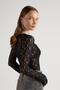 Women's Black Transparent Lace Short Stretch Fabric Blouse 30051 - 2