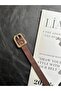 Glint Rectangular Patterned Suede Women's Gold Buckle Belt Jacket Belt Dress Belt Trouser Belt - 3