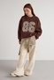 Women's Coffee Süzene Embroidered Fleece-Lined Sweatshirts 30065 - 4