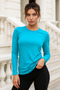 Women's Turquoise Crew Neck Long Sleeve Bodysuit - 4