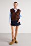 Women's Brown Plush Knitwear Vest 92 - 8
