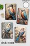 Vintage Bird Themed No:2 Design Wirebound A5 Lined 4-Piece Souvenir, Memory, School Notebook Set