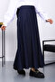 Navy Blue Elastic Waist Jogger Skirt - 2