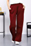 Burgundy Elastic Waist Fleece-Lined Fleece-Lined Three Thread Trousers - 4
