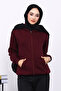 Plum Kangaroo Pocket Fleece-Lined Three Thread Cardigan