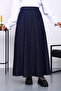 Navy Blue Elastic Waist Jogger Skirt - 4