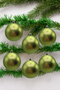 Christmas Pine Tree Ornament Green 8 cm Figured Shiny 6-Piece Cici Ball