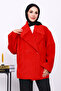 Red Double Pocket Buttoned Cashmere Coat