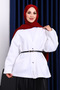 Ecru Belted Oversized Boucle Jacket
