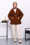 Oversized Boucle Jacket with Brown Belt - 2