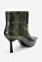 Rassel Green Print Matte Toe Women's Thin Heeled Boots - 5