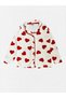 Girls' 100% Cotton Suede Fabric White Heart Pattern Shirt Collar Buttoned Long Sleeve Winter Pajama Set - 7