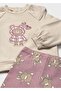 Baby Girl Teddy Bear Patterned 2-Piece Leggings Set - 3
