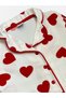 Girls' 100% Cotton Suede Fabric White Heart Pattern Shirt Collar Buttoned Long Sleeve Winter Pajama Set - 4