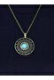 Natural Stone Turquoise Natural Stone Round Model Ancient Women's Necklace Euk46F - 2