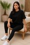 Leggings Tshirt Combination Women Black Shiny Leggings High Waist Shaping / Sculpting + Oversized Tshirt 100% Cotton Set - 4