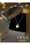 Amora Heart Model Stone Non-Tarnish 316L Imported Steel Necklace - Box and Luck Bracelet Gift - 8