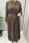 Silk Cupro Dress with Collar Accessories Brown 5011 - 4