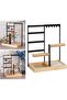 Earring Display Stand, 132-Hole Jewelry Organizer with Wooden Tray (Black)