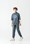Los Angels Athletic Printed Hooded Boys' Kangaroo Pocket Bottom Top Tracksuit Set