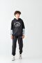 Los Angels Athletic Printed Hooded Boys' Kangaroo Pocket Bottom Top Tracksuit Set