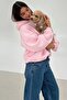 Women's Oversized Sweatshirt Hoodie with AMORE Printed , Pink – Hooded, Kangaroo Pocket, 3-Thread Brushed Inside - 5