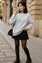 Women's Crew Neck Winter Oversized Gray Sweater - 6