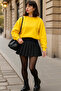 Women's Crew Neck Winter Oversized Yellow Sweater - 4