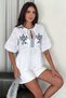 Women's Embroidered Detail Tie-Up Peplum Shirt – Summer Bloom