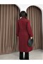 Women's Burgundy Cashmere Double-Breasted Collar Long Coat.1173 - 4