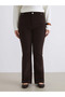 Lcw Modest Brown Slim Fit Flared Velvet Women's Trousers