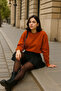 Women's Crew Neck Oversized Orange Sweater - 5
