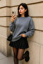 Women's Crew Neck Winter Oversized Smoked Sweater - 5
