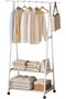 Clothes Rack 2-Tier Rolling Garment Rack (White)