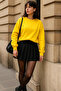 Women's Crew Neck Winter Oversized Yellow Sweater - 2