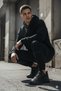 Winter Waterproof Lace-Up Men's Trekking Style Shoes Black-Black - 7