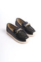 Lily Laceless Orthopedic Comfortable Sole Flower Patterned Women's Ballerina Shoes Ckt - Black - 4