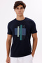 Front Printed Geometric Pattern Crew Neck Comfortable Fit Breathable Cotton Short Sleeve T-Shirt - 6