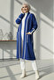 Long Knit Cardigan with Pockets R7065 Navy Blue