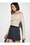 32089 Off-The-Shoulder Gathered Top-Beige - 3