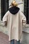 Beige Hooded Long Sleeve Zippered Pocket Unlined Boucle Casual Oversized Woven Coat 93 69 - 8