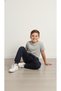 Children's Unisex Elastic Cuffed Lace-Up 2 Thread Cotton Navy Blue Sweatpants School and Daily Use - 2