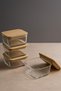 Orion - Vacuum Glass Snack Bowl with Bamboo Lid, Set of 4, 300 ml