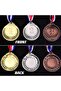 3 Pcs Number Medals Metal Gold Silver Bronze with Ribbon 2 inches - 6