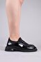 حذاء PABNA Skin-Strech بقطع قماش مخيطة معاً لوفر أسود - 2