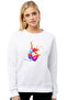 Silhouette Zumba Dance Printed White Women's Knitted Sweatshirt Long Sleeve