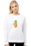 Suyu Smoothie Pineapple Drawing Fruit Pineapple Printed White Women's Knitted Sweatshirt Long Sleeve