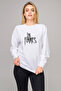 In Flames Logo Printed White Women's Knitted Sweatshirt Long Sleeve