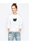 Kurukafa El Printed White Women's Knitted Sweatshirt Long Sleeve